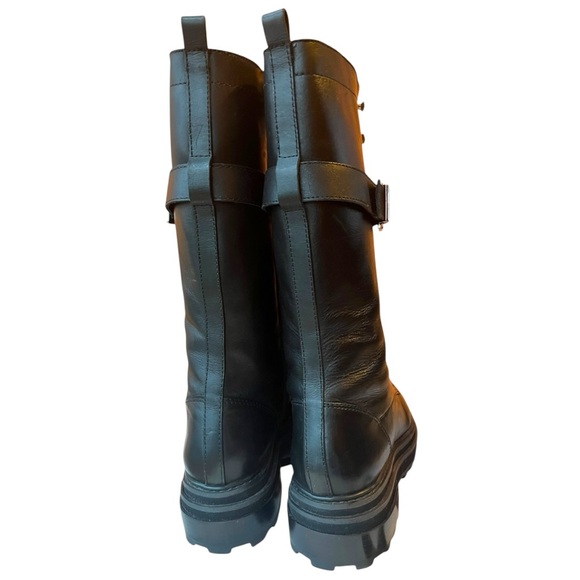 Schutz Moly Tall Combat Military Boots Black Leather Size 8.5 B Free People - Picture 8 of 14